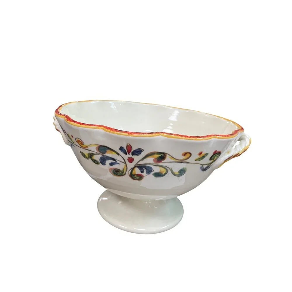 Sur La Table VTG multicolor handcrafted In Italy ceramic pedestal bowl SKU 9739
